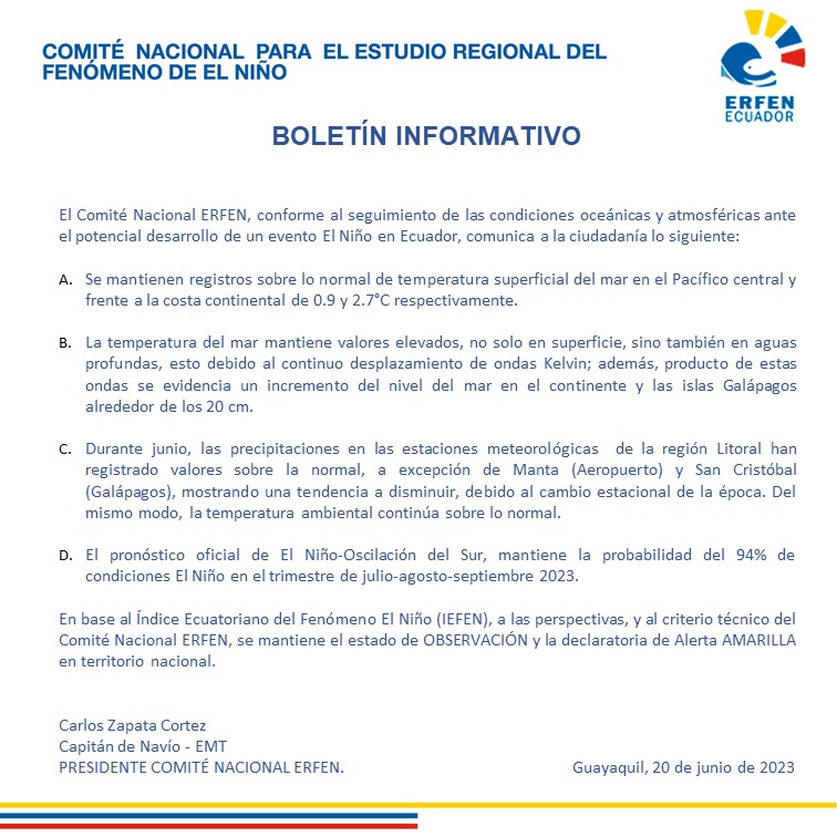 ERFEN - Boletín informativo 20 de junio de 2023