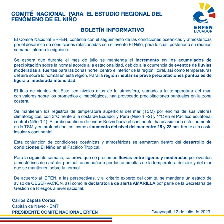 ERFEN - Boletín informativo 12 de julio de 2023