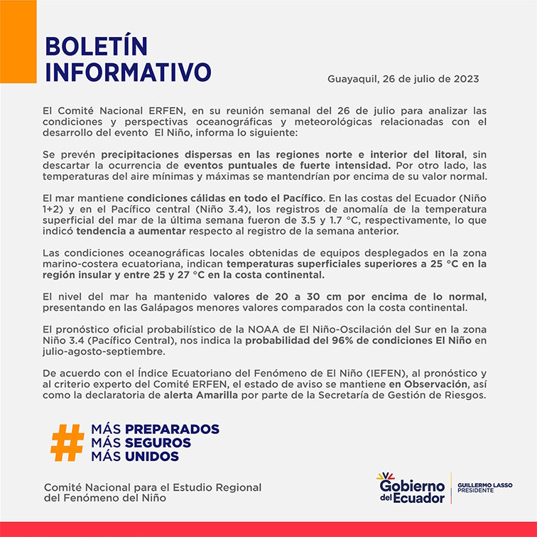 ERFEN - Boletín informativo 26 de julio de 2023