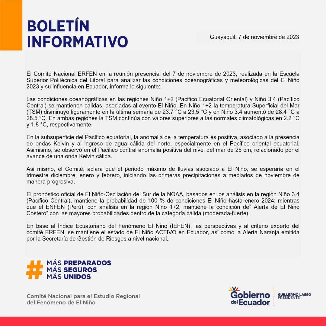 ERFEN - Boletín informativo 7 de noviembre de 2023
