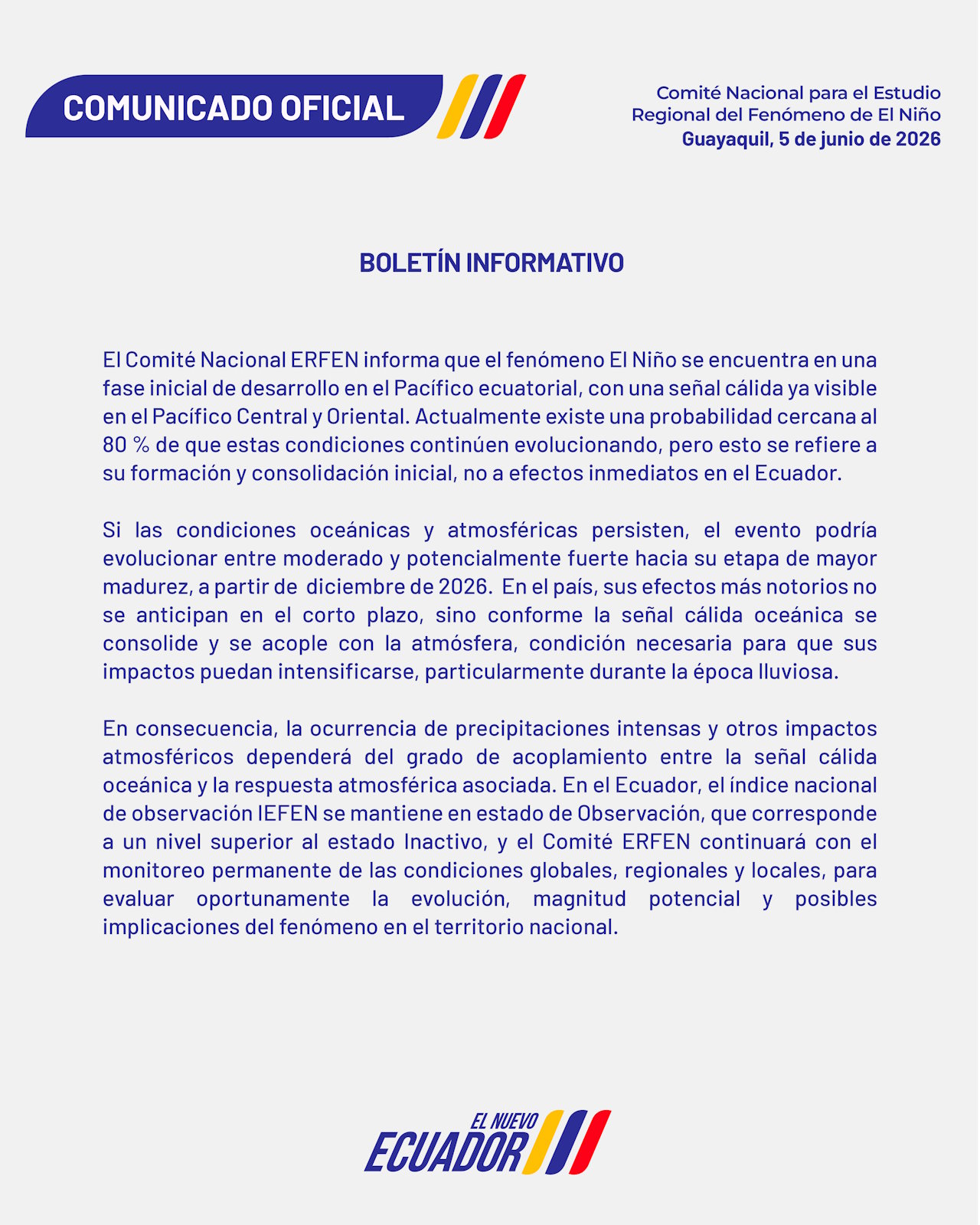 Boletín informativo ERFEN - 5 de junio de 2026