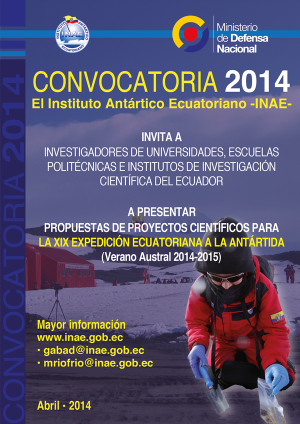 Convocatoria para presentar proyectos  en la XIX Expedición Ecuatoriana a la Antártida