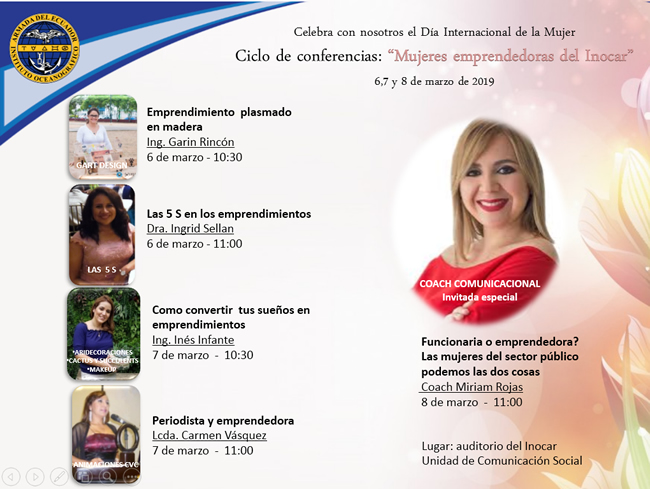 Inocar ofreció homenaje a sus funcionarias por el Día de la Mujer Inocar ofreció homenaje a sus funcionarias por el Día de la Mujer