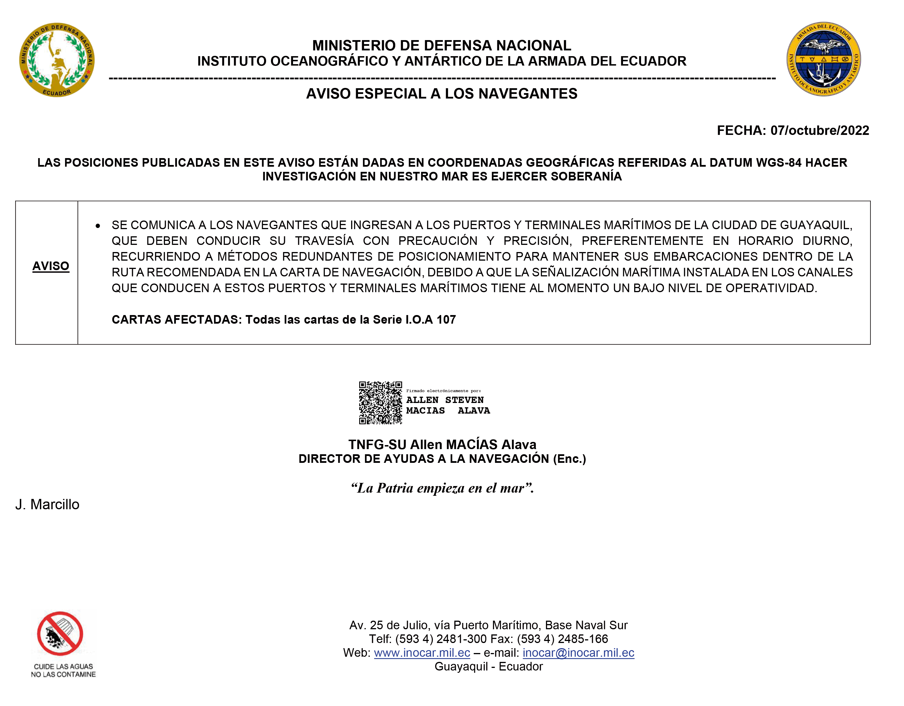 AVISO ESPECIAL SEÑALIZACION signed
